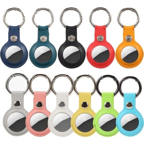 2021 New For Apple Airtag Pu Leather Case For Air Tag Protective Cover For Airtags Keychain Sleeve Accessories
