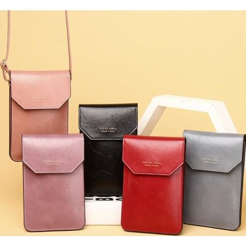 2021 new lady wallet vertical cute mini bag mobile phone messenger bag touch screen mobile phone bag for xiaomi iphone huawei