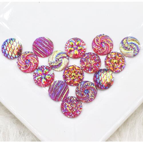 New 40pcs 12mm mixed style Mei red flatback resin diamonds diy Decoration Fashion rhinestones for needlework crafts