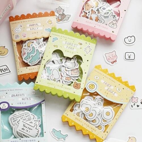 45pcs Cute Sticker Pack Life Diary Hand Account Label Stickers Decoration Material Scrapbooking Planner Adhesive Stationery