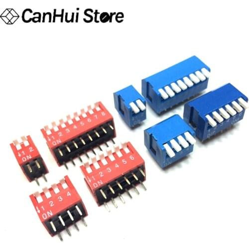 5PCS 2P 3P 4P 5P 6P 7P 8P 9P 10P 12P bit 2.54mm DIP switch/digital toggle switch red/blue right angle side position dial switch