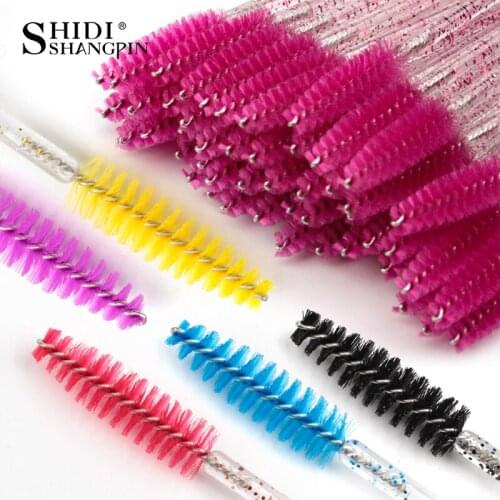 50pcs Eyelashes Brushes Set Disposable Mascara Brush Crystal Wands Micro Brushes For Lashes Makeup Professional Beauty Tool