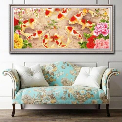 5D DIY square/round Diamond painting Koi fish and flowers Cross Stitch Diamond Embroidery Pattern Rhinestone J2929
