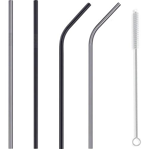 UPORS 6/8/12/16/32Pcs Reusable Metal Straws 215mm Eco Friendly Stainless Steel Drinking Straws with Straw Brush Bar Accessories