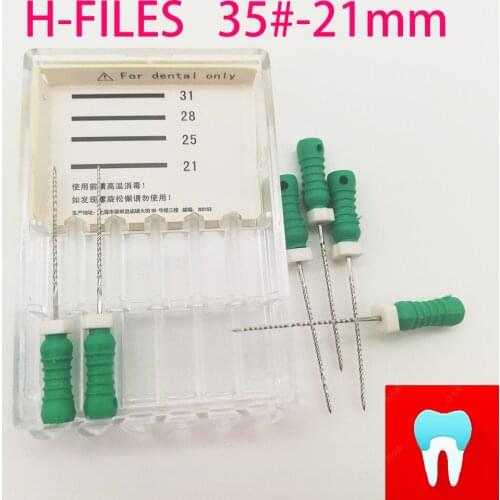 6pcs 35#-21mm Dental H Files Root Canal Dentist Materials Dentistry Instruments Hand Use Stainless Steel H Files