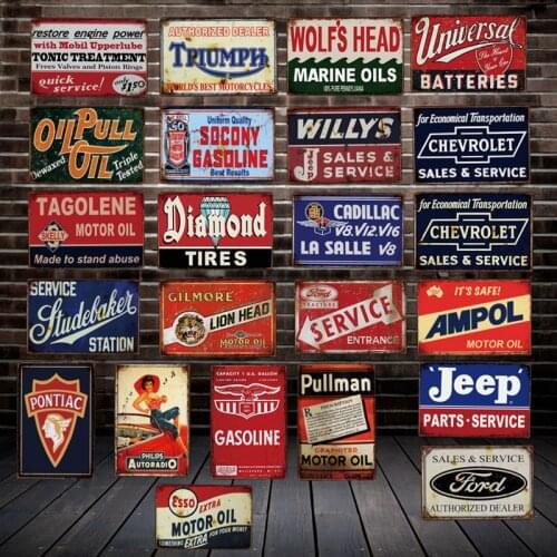 [ DecorMan ] Diamond TIRES ESSO TIN SIGN Custom Marina Motor oil Stickers Paintings Bar PUB Decor LT-1869