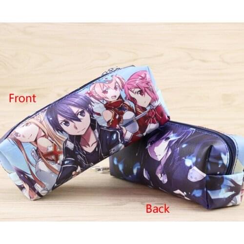 Anime Sword Art Online Cosmetic Bag Kirigaya Kazuto and Yuuki Asuna Stationery Pencil Bag with Zipper