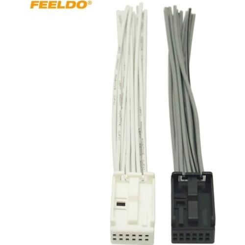 FEELDO Car Radio AUX Wire Harness Adapter White/Black Full 12-Pin Connector For Ford/BMW/VW/Peugeot/Opel Radio Stereo #5686