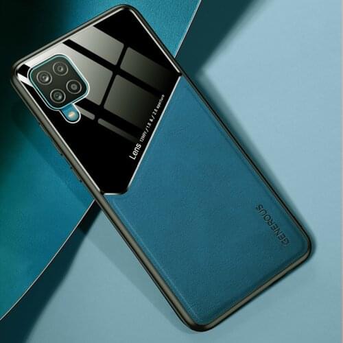 For Samsung Galaxy M32 Case PU Leather & Glossy PC Back Cover Soft Frame Shockproof Phone Case For Samsung Galaxy M32 4G