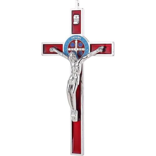 Exorcism Cross Saint Benedict Crucifix Jesus Zinc Alloy Material Accessories Wholesale Catholic Supplies Cross Charm Pendulum