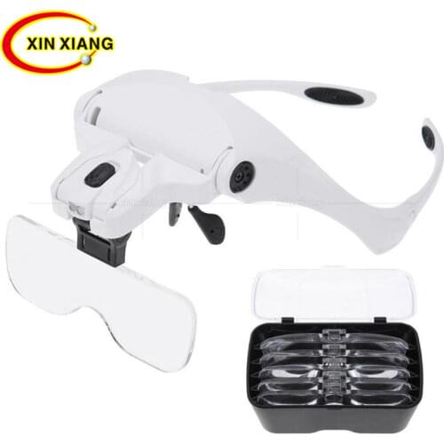 Headband Illuminated Magnifier Lamp Magnifying Glass With Led Light 1X 1.5X 2X 2.5X 3.5X Soldering Magnifier Backlit Glasses