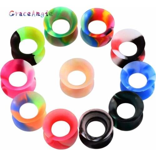 GraceAngie 11pcs/lot Mixed Color Colorful Set Silicone Stud Ear Expansion Puncture Jewelry Earrings Pop Punk Style For Lady Men