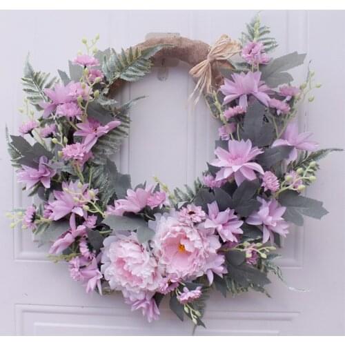 Artificial Dahlia Flowers Peony Wreath For Front Door Farmhouse Wreath For All Seasons Christmas Wedding Half Coverage
