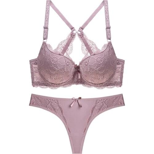 Women Bra Panties Push Up Bra and Thong Set Intimate Adjusted Straps Lace Underwear Feminina Women Underwear 34 36 38 40 42