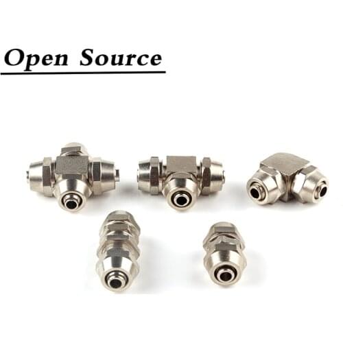 Tube OD 4mm 6mm 8mm 10mm 12mm 14mm 16mm Pneumatic Quick Screwing Brass Pipe Fitting T-type L-type Cross-type Diaphragm-type