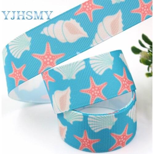 YJHSMY G-18925-1202,10 yards,25 mm Ocean series conch shell Ribbons Thermal transfer Printed grosgrain,Gift wrapping DIY