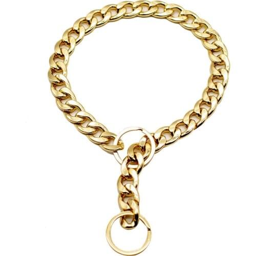 Metal Dogs Training Choke Chain Collars Luxury Pet Dog Collar Gold Chain Collar Dog Necklace for Pug Small Medium Dogs