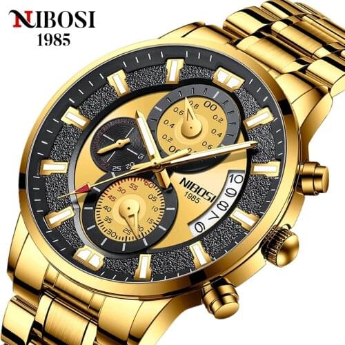 NIBOSI 2021 Fashion Watch Chronograph Waterproof Date Clock Quartz Casual Sport Wristwatch Mens Quartz Watch Relogio Masculino