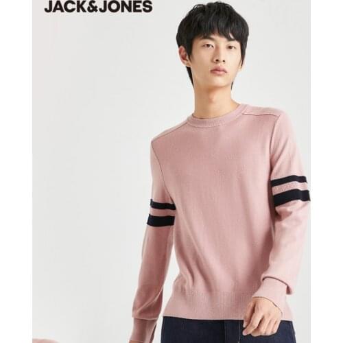 JackJones Autumn&Winter Mens Slim Fit Ribbed Round Neckline Contrasting Knit Sweater| 220424033