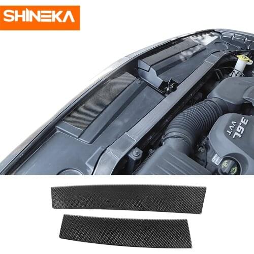 SHINEKA Carbon Fiber Protection Stickers Car Engine Compartment Dustproof Plate Decoration Cover For Dodge Challenger 2015