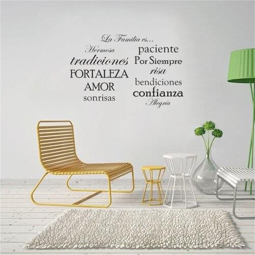 Family Quote Words Wall Sticker La Familia Es Spanish Wall Decal Set Home Decoration Vinyl Art Mural RU4016