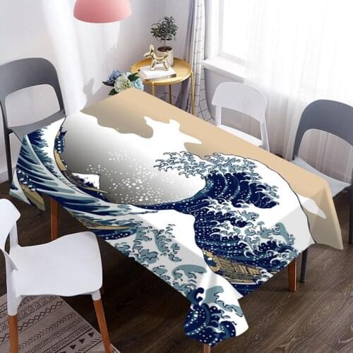 3D Table Cover Great Wave Off Kanagawa Pattern Coffee Tablecloth Picnic Table Cloth Birthday Party Dinner For Home Decoration