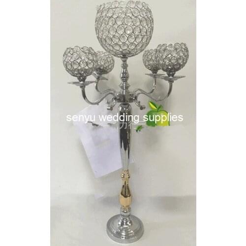 New style Tall Gold Candle Holder 5-arms Candlestick Wedding Candelabra Hotel Home wedding party Decoration senyu0367