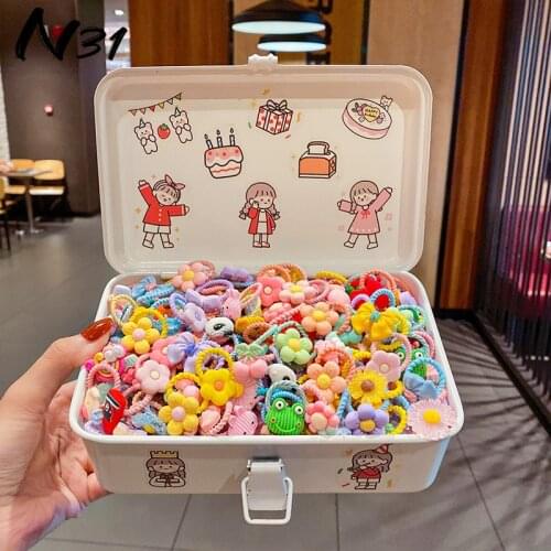 Children Princess Cartoon Hair Rope 10 Pcs/set Small Thumb Hair Circle Lovely Fruit Animal Elastic Rubber Bands Hair Accessories