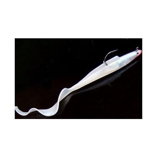 Long tail plating lead fish lure 11cm/8.6g fishing soft lures 3D eyes perch baits 5PCS