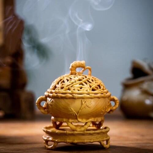 Madera de boj para tallar incienso, Sección de bambú para quemar incienso, aromaterapia, decoración del hogar, adornos pequeños