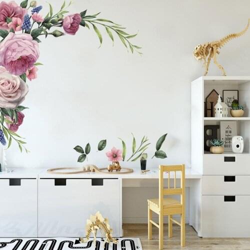 Peony Flowers Self-adhesive Environmental Wall Sticker Decor Decorative Removable Painting Room Sticker Room For Living Bed N5D8