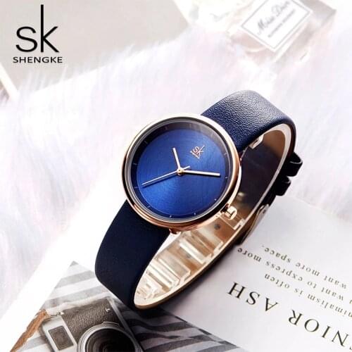 Shengke 2021 Luxury Women Watches Mixmatch Simple Watch Beige Leather Band Reloj Mujer Classical Dress Watch Women Montre Femme