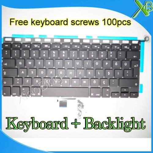Brand New For MacBook Pro 13.3" A1278 TR Turkish Turkey keyboard+Backlight Backlit+100pcs keyboard screws 2008-2012 Years