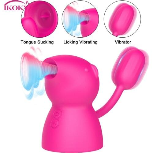 Vagina Sucking Vibrator 3 In 1 Piggy Clitoris Stimulator Nipple Licking Massage Tongue Vibrating Sex Toys for Women Oral Sex