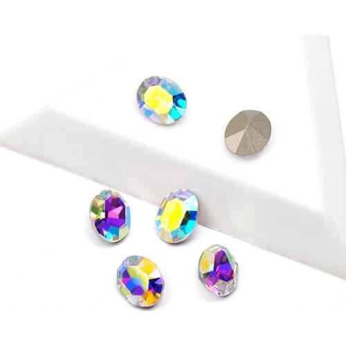 YANRUO 4128 Best Quality Jewelry Beads AB Color Oval Shape Popular Rhinestone 3D Glass For DIY Nail Art Decorations Gems