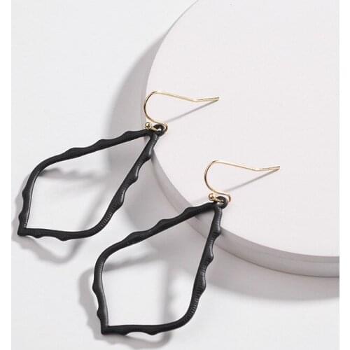 YJX Womens New Design Metallic Teardrop Frame Matte Drop Earrings Wholesale Jewelry for Christmas Gift Free Shipping