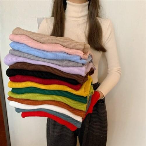 Turtleneck Women Pullover Sweater Winter Jumper Knitted Basic Thick Top Fashion Autumn Long Sleeve Korean Ladies Clothes 2021