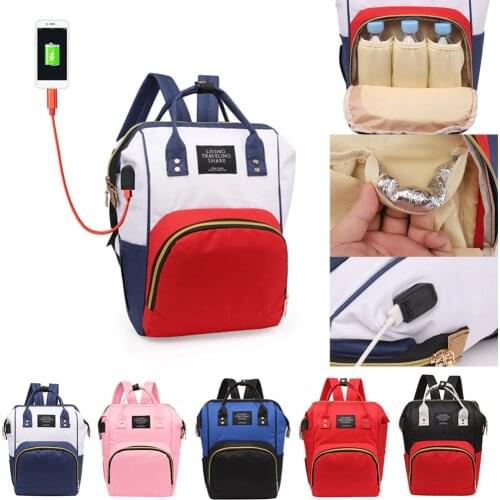 Women Mummy Maternity USB Backpack Large Capacity Baby Nursing HandbagsTravel Maternity Bag Diaper Baby Bag Baby Care