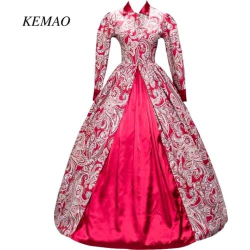 KEMAO 2018 Hot sale Victorian Gothic Period Red Cotton Dress Ball Gown Ghost Reenactment Witch Steampunk Costume/cosplay dress
