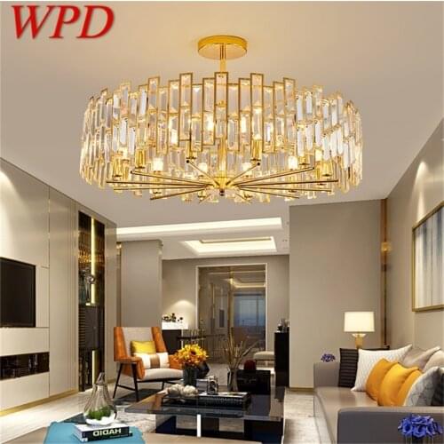 WPD Gold Chandelier Fixtures Modern Branch Crystal Pendant Lamp Light Home LED for Dining Room Decoration