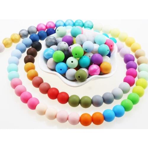 100pcs 10mm/15mm/20mm BPA Free Silicone Beads Round 12mm Beads Teething Teether Wholesale Silicone Beads