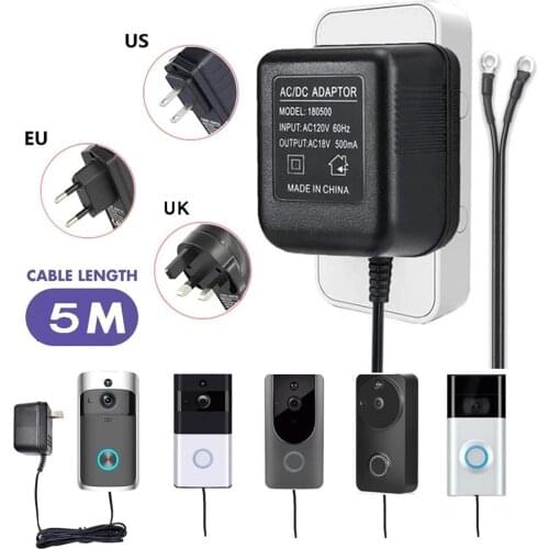 18V 500mA Power Supply Battery Charger Adapter for Ring Doorbell Outdoor