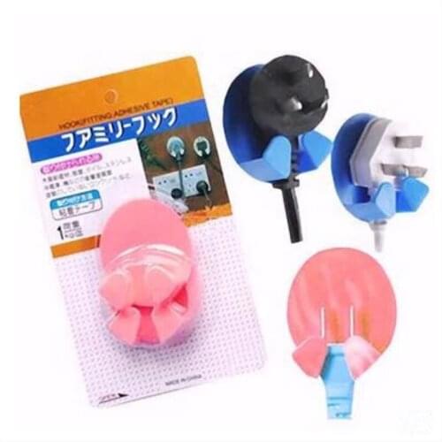 2pcs Power Plug Socket Jack Hook Rack Holder Hanger Home Wall Decor Organizer For Home Kitchen Decoration Tool