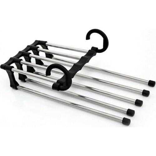5PCS 5 In 1 Wardrobe Hanger Pant Rack Shelves Stainless Steel Magic Wardrobe Clothing Hangers Retractable Clothes Rack