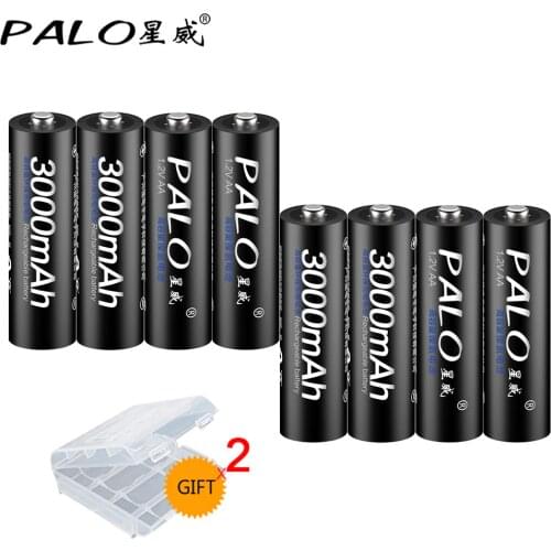 PALO 8PCS 3000 mAh 1.2V AA batteries Ni-mh AA rechargeable battery for flashlight for toy car high quality make in China
