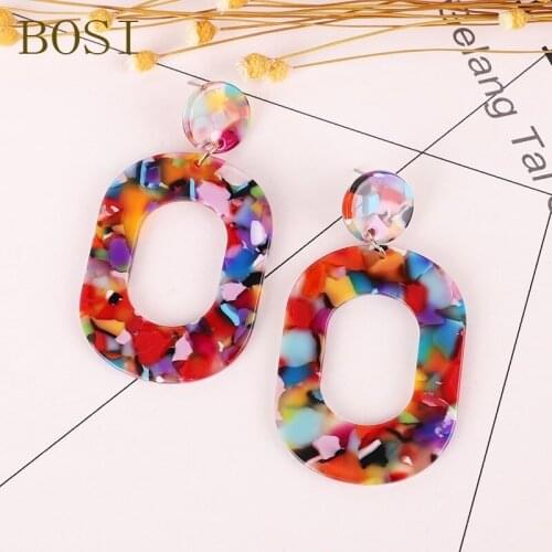 Acrylic Earrings Boho Acetate long Drop Earings Fashion jewelry For Women Big Dangle Earring geometric Accessories Jewellery