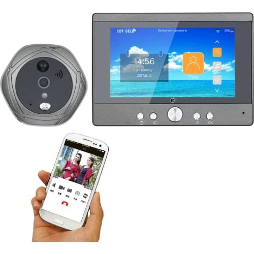 Wireless Wifi Doorbell Digital Peephole Door Viewer 5" Front Door Peephole Camera 160 degrees view Support Smartphone Doorphone