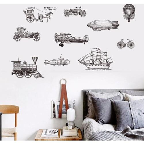 Black All kinds Transportation Text Wall Stickers for Bedroom Living room Home Decor Removable Wall Art Decals Mural dc38