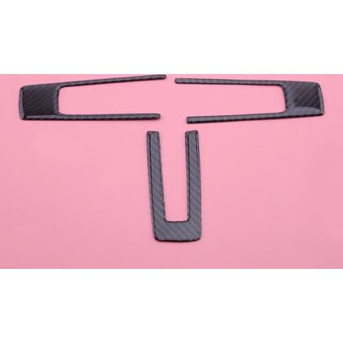 CITALL 3pcs Real Carbon Fiber Black Interior Steering Wheel Button Cover fit for Ford Mustang 2009 2010 2011 2012 2013