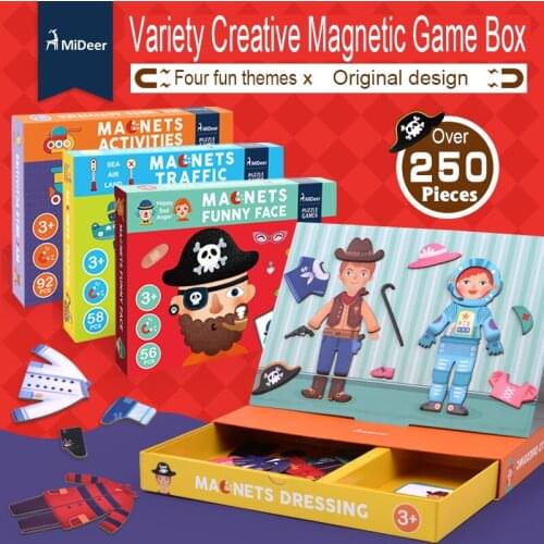 MiDeer Children Magnetic Puzzle Traffic Change Face Baby Early Education Educational Toy Variety Creative Magnetic Game Kids 3Y